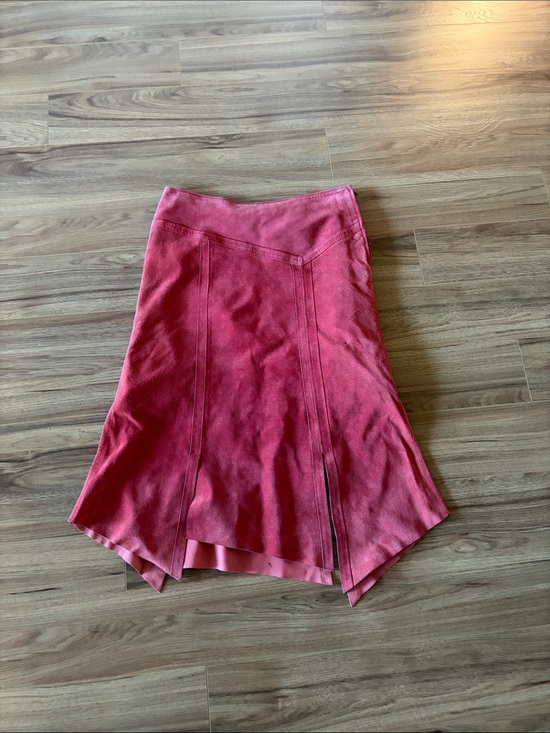 Danier Dresses & Skirts - Danier Rose Pink Asymmetrical Suede Panel Skirt